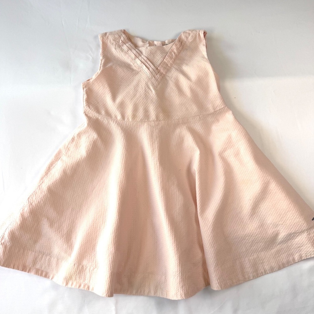 Tommy Hilfiger Girls Peach Seersucker Sleeveless Fit and Flare Dress 2T